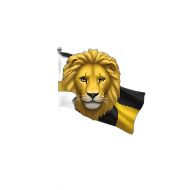 drapeau jaune avec un lion noir emoji