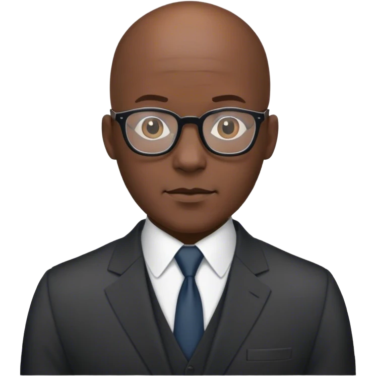 black bald man with glasses in suit emoji