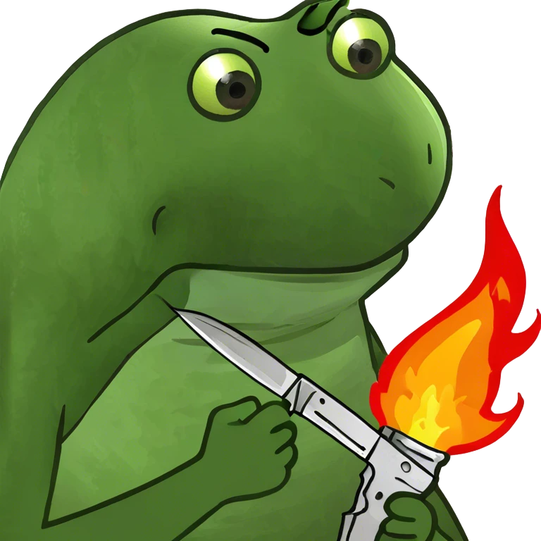 Kermit the Frog with a knife and it’s on fire  emoji