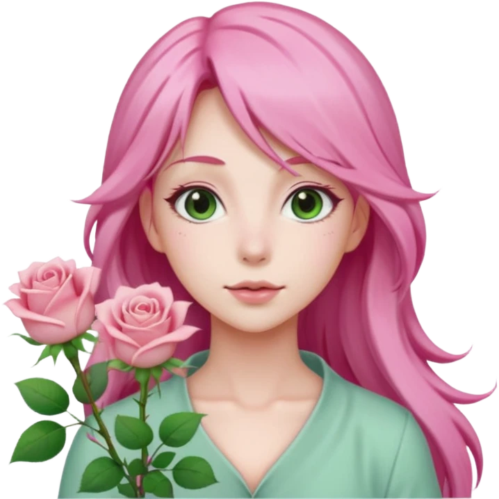 Gorgeous pastel pink anime lady roses emoji