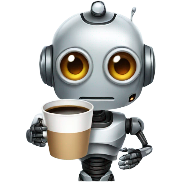 robot with a cup of coffee emoji