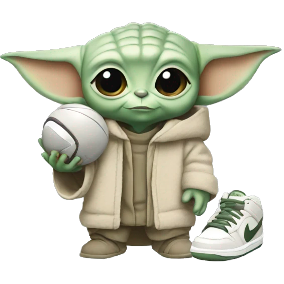  BABY YODA HOLDING NIKE SHOES emoji