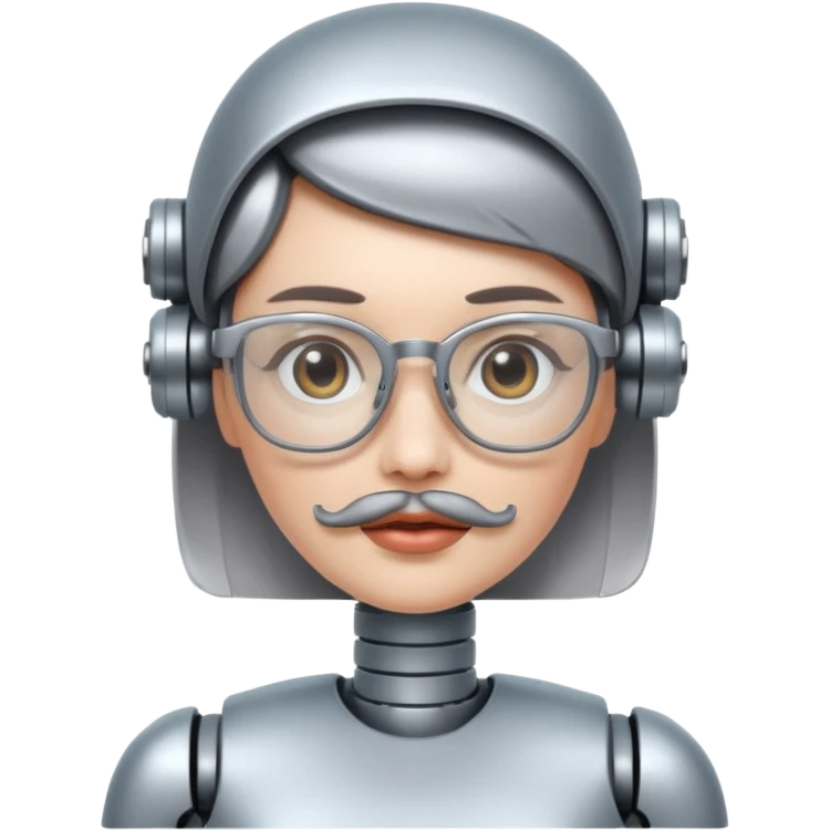 robotic woman with glasses mustache  emoji