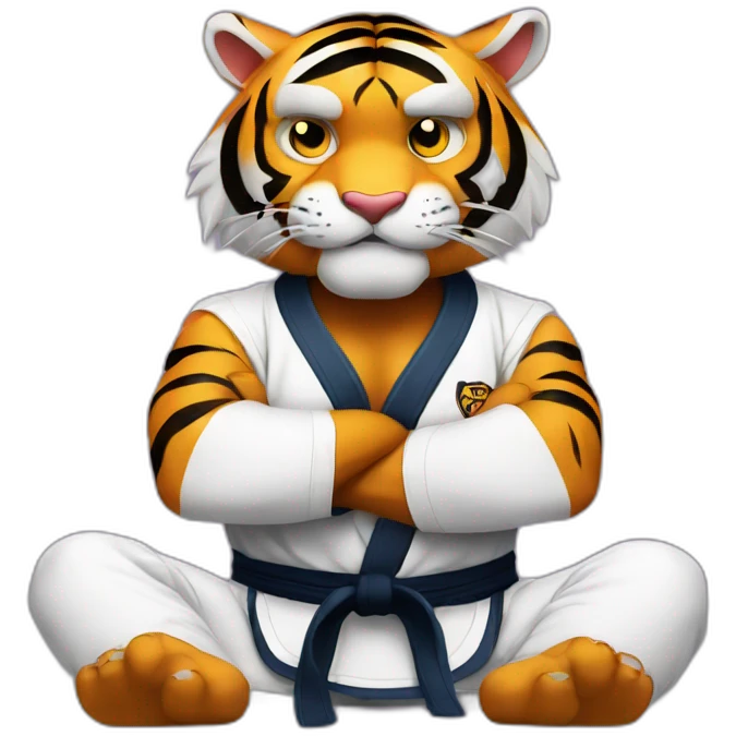 Tiger with evil face   jiu jitsu with his arms crossed emoji