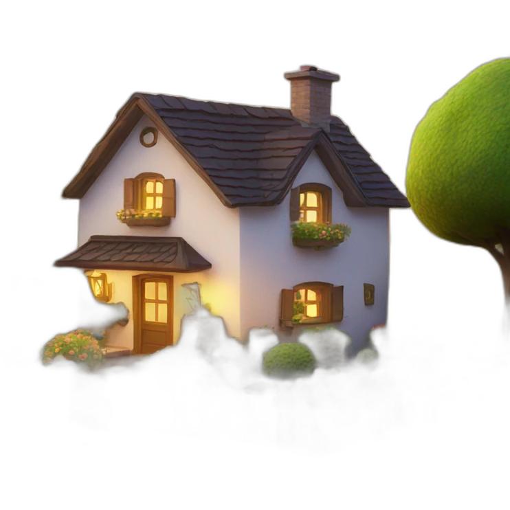 Cosy home with garden emoji