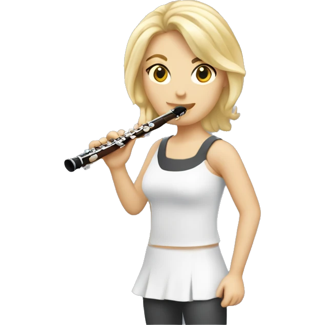 une joueuse de flute traversière avec cheveux blonds courts emoji