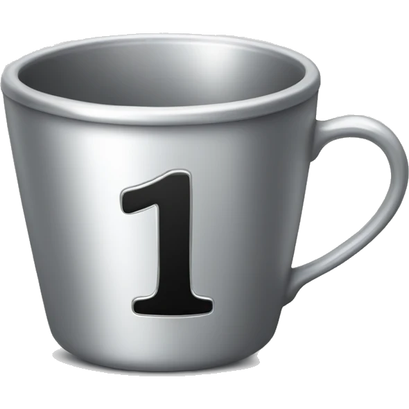a silver-colored cup with the inscription "No. 1" on it emoji