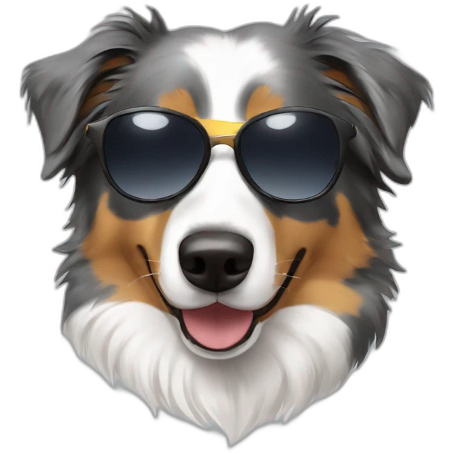 An Australian shepherd with sunglasses and wearing hoodies  emoji