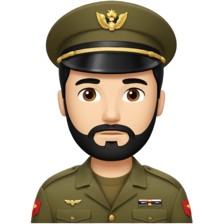 male soldier black hair and beard style remove cap emoji