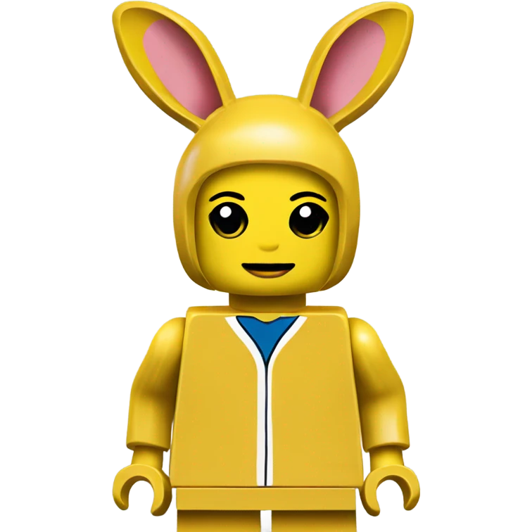 Yellow basic lego human full body wearing rabbit costume emoji