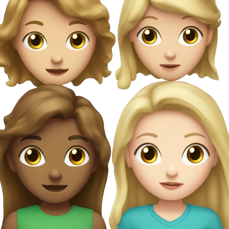 Blonde hair blue eye girl with pink shirt kissing a brown hair brown eye boy with green shirt emoji