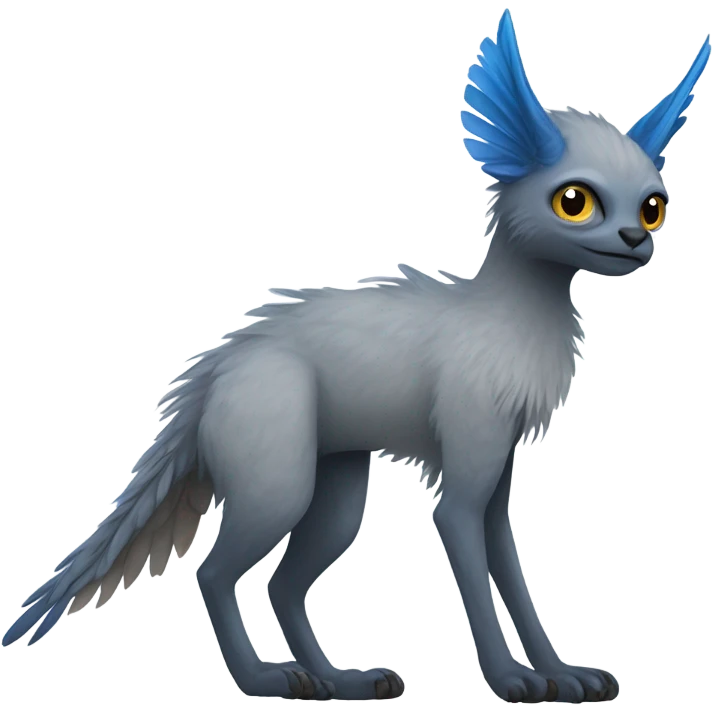 Trico The Last Guardian Quadrupedal Creature With Blue Horns, Grey feather Wings, And long tufted tail emoji