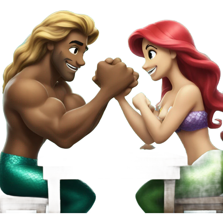 Little mermaid arm wrestling  emoji