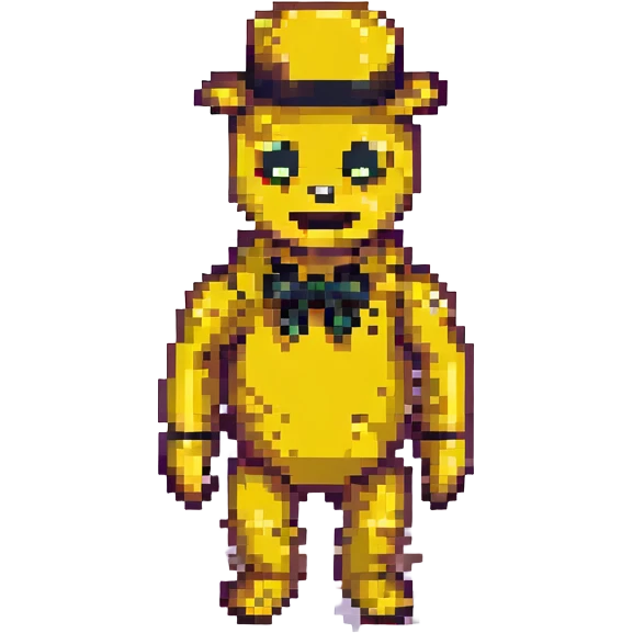 yellow Freddy from FNAF 1 in pixel art style with black eyes emoji