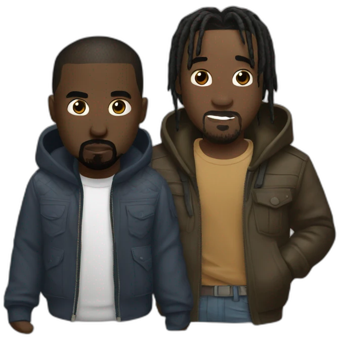 Kanye and Travis Scott playing fortnite emoji