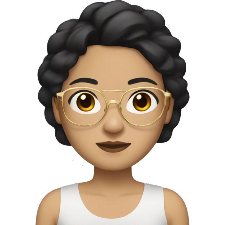 filipina with black hair black eyes with gold glasses  light skin emoji