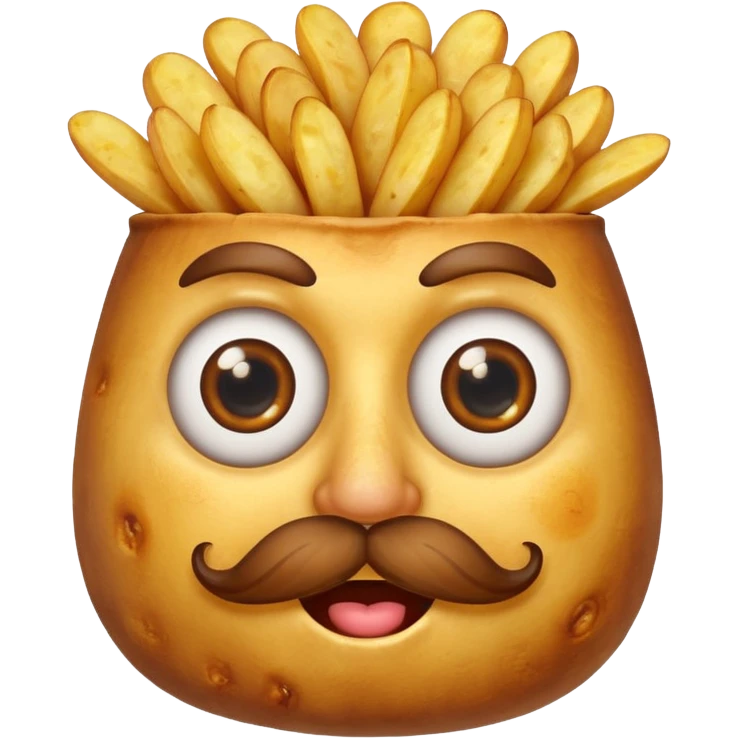 fried potato with eyes and mustache emoji