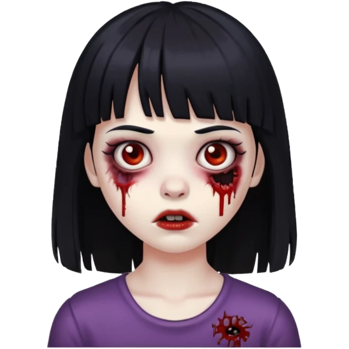 girl zombie with black hair with bangs emoji