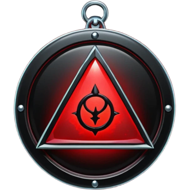 iOS sticker, dark fantasy amulet, black base, red symbol, minimal emoji