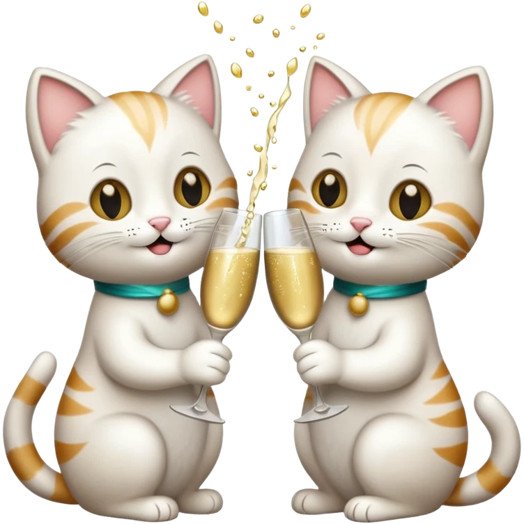 2 happy cats drinking champagne emoji