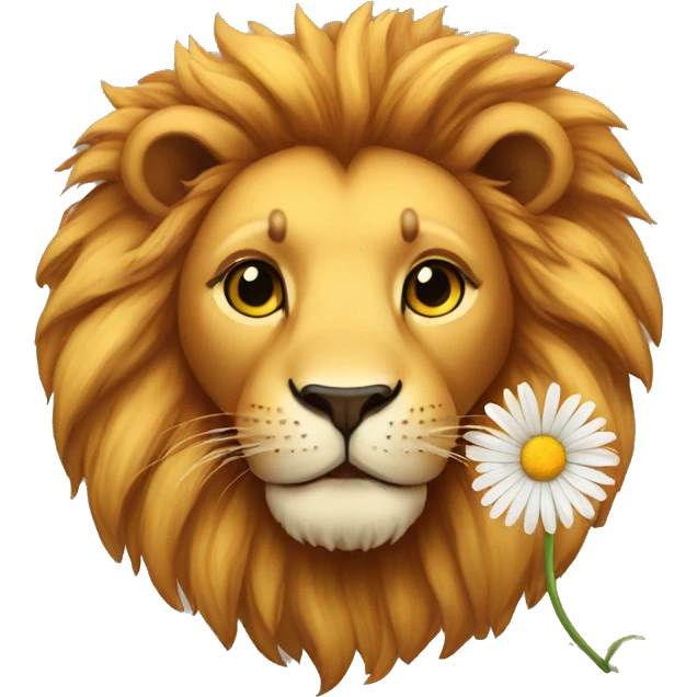 Lion with a daisy emoji