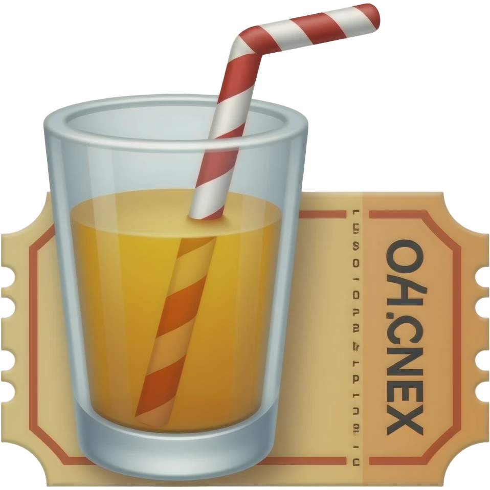 ticket with drink written on it emoji