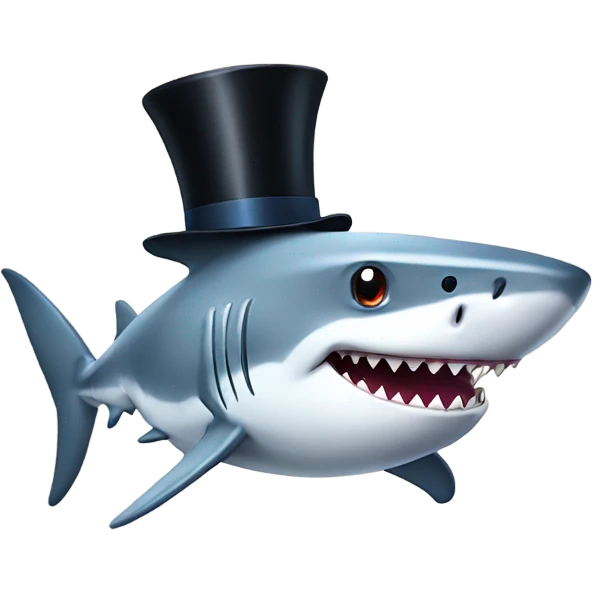 Shark with a top hat emoji