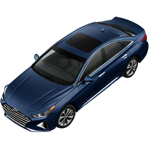 A 2020 Hyundai Sonata Limited Sedan in color navy blue, high-resolution side profile on view emoji