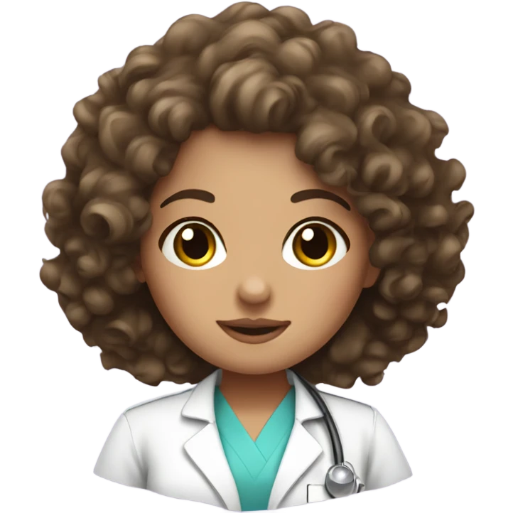 Cute Brunette curly hair nurse  emoji