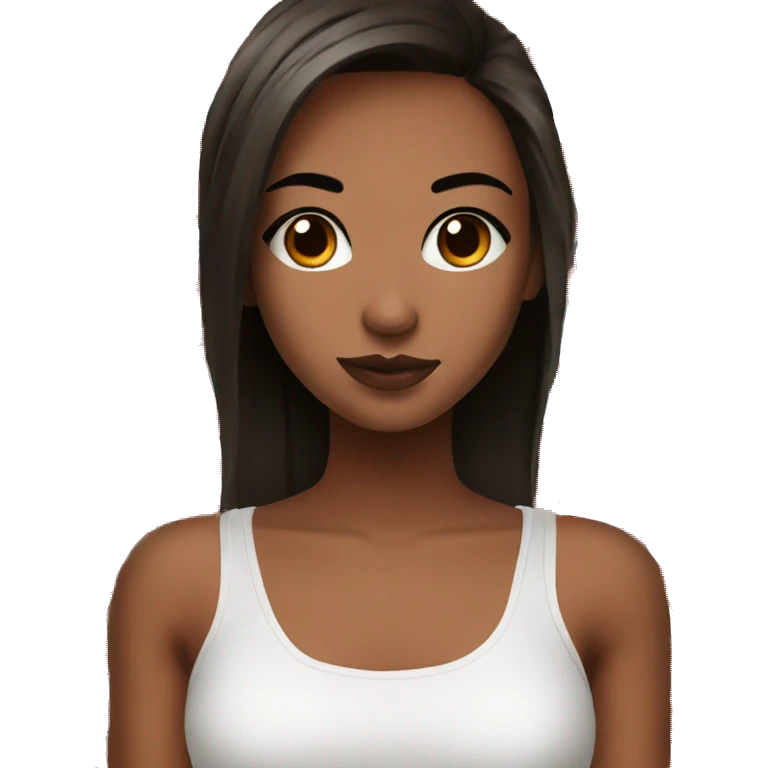Pretty brown eyed girl with black and red and and a white croptop emoji
