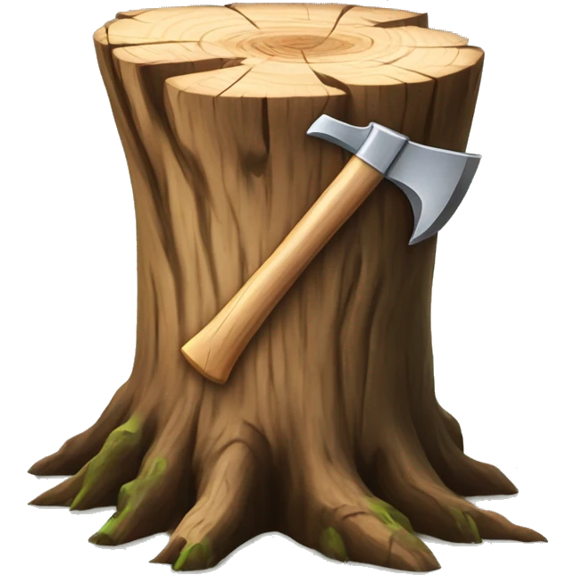 Tree stump with an axe cleaved in  it  emoji