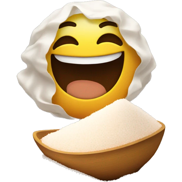 smiling emoji with a pile of salt emoji