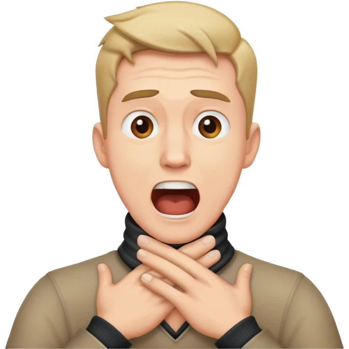 man with hands crossed in neck screaming  emoji