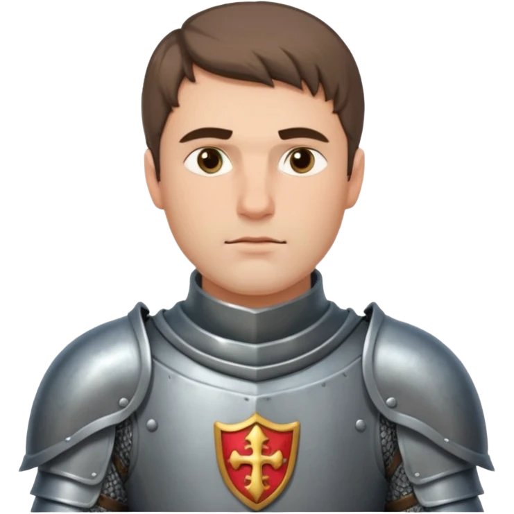 Hazme el emoji de un caballero medieval con actitud muy masculina en diversos estados de animos de los caballeros teutonicos pensativo tocandose la barbilla emoji