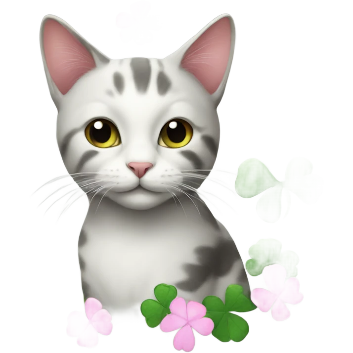 cat with pink clover emoji