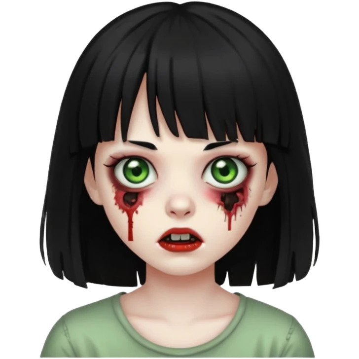 Zombie girl With black hair and bangs emoji