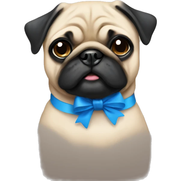Pug with a blue bow  emoji
