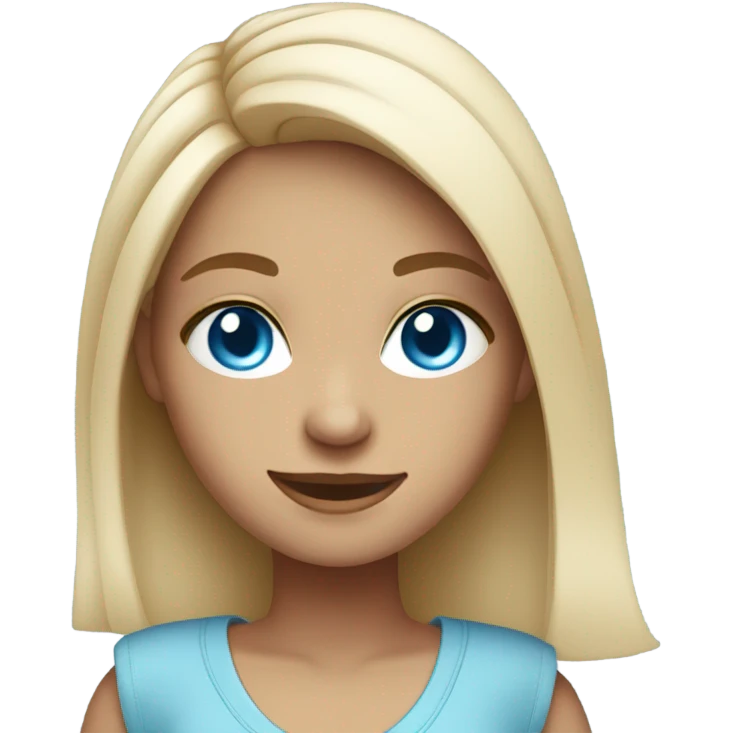 smiling girl in trendy outfit blue eyes emoji
