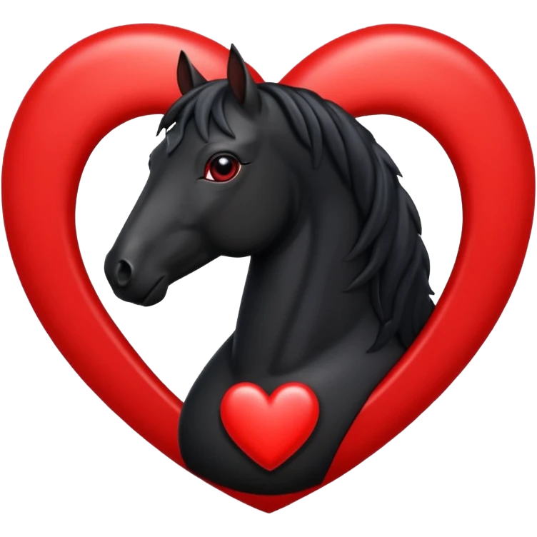 Black Horse centered within a red heart emoji emoji
