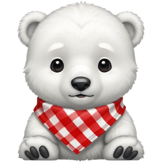 baby polar bear wearing a red and white checkered Neckerchief emoji