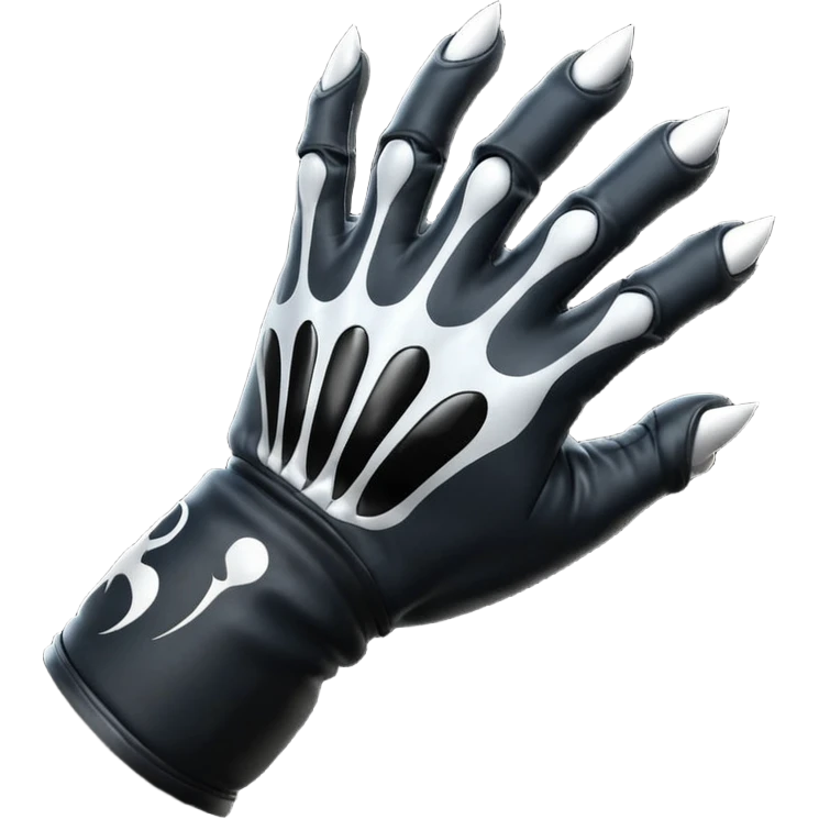 Venom glove object icon, black fingerless fighting glove, glossy venom texture cartoon, mobile game icon style, centered, soft shadow, clean background. Black and white color scheme, venom symbiote style. emoji