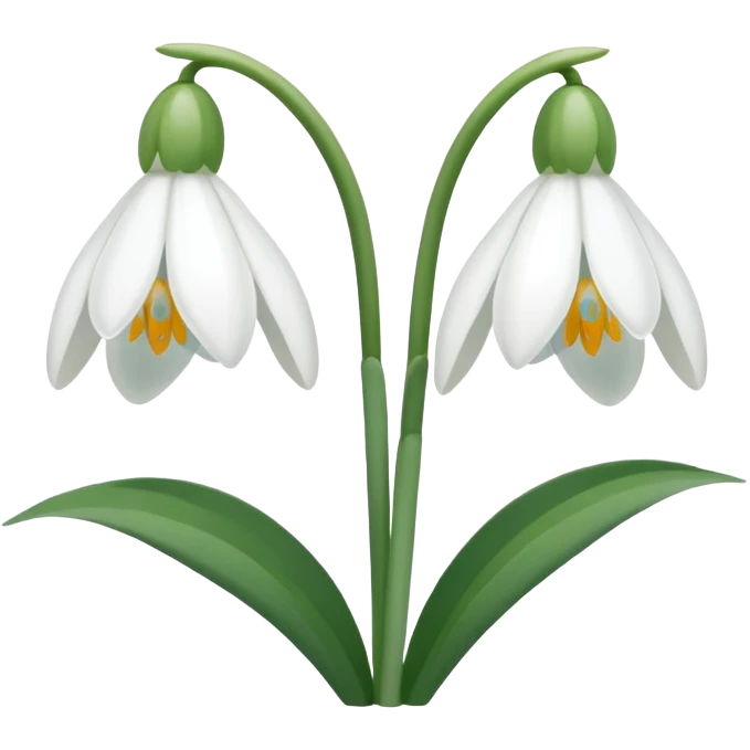 snowdrop, two blossoms, simple emoji