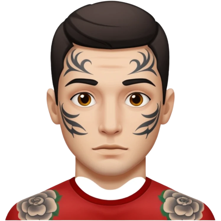 tattoo man, white skintone,tattoos on face, more visible. emoji