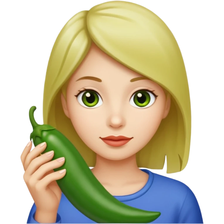 Girl with green chili emoji
