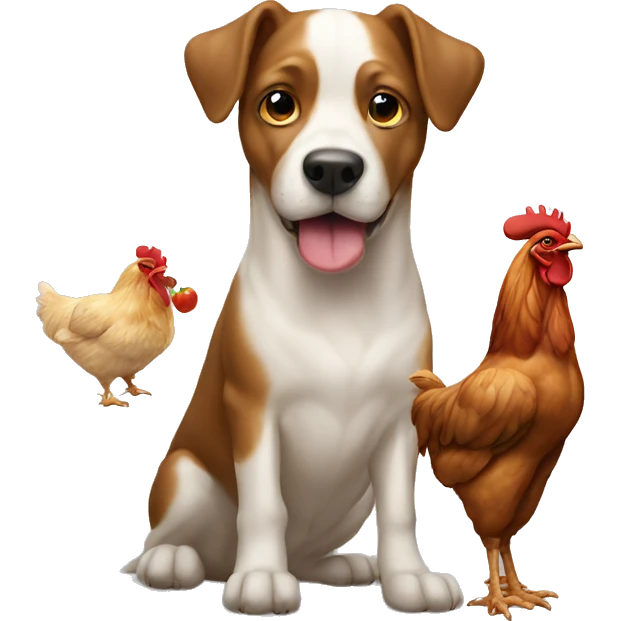 dog chsing chickens emoji