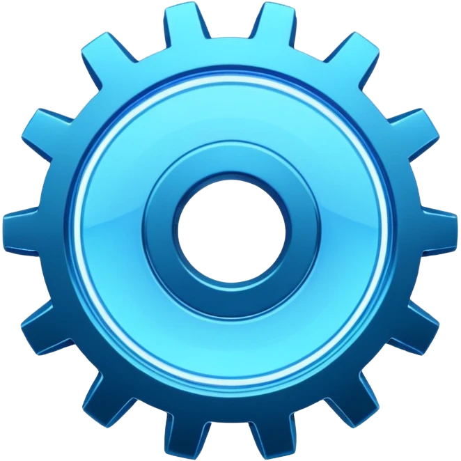 blue neon transparent minimalistic gear emoji