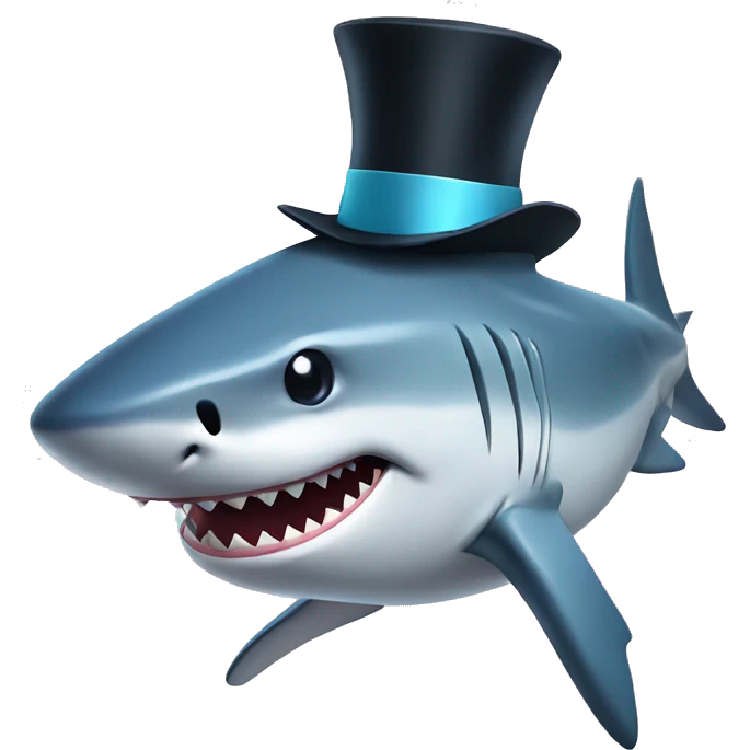 Shark with a top hat emoji