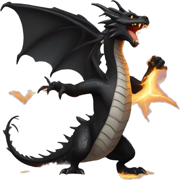 Powerful Black Dragon that Shoots Lightning bolt emoji