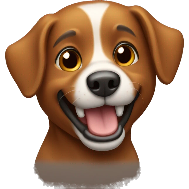 Buddy dog , brown, happy, playing emoji