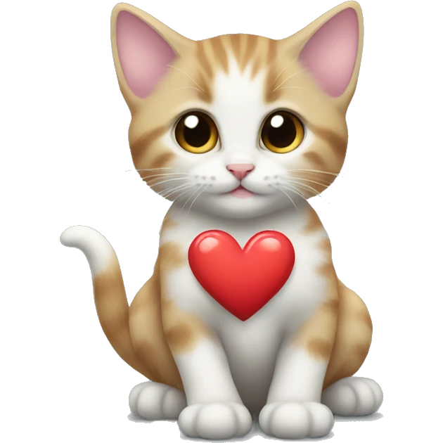 The kitten shows a heart from its tail emoji